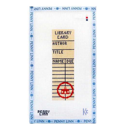 Library Card Bookmark Needlepoint Canvas by Penny Linn x Kyra Cotter Design (Pre-Order)