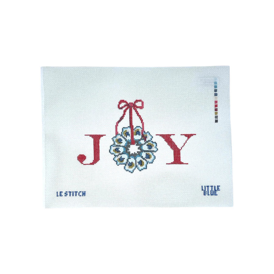 Joy Oyster Wreath Needlepoint Canvas by Le Stitch x Little Blue Designs (Pre-Order)