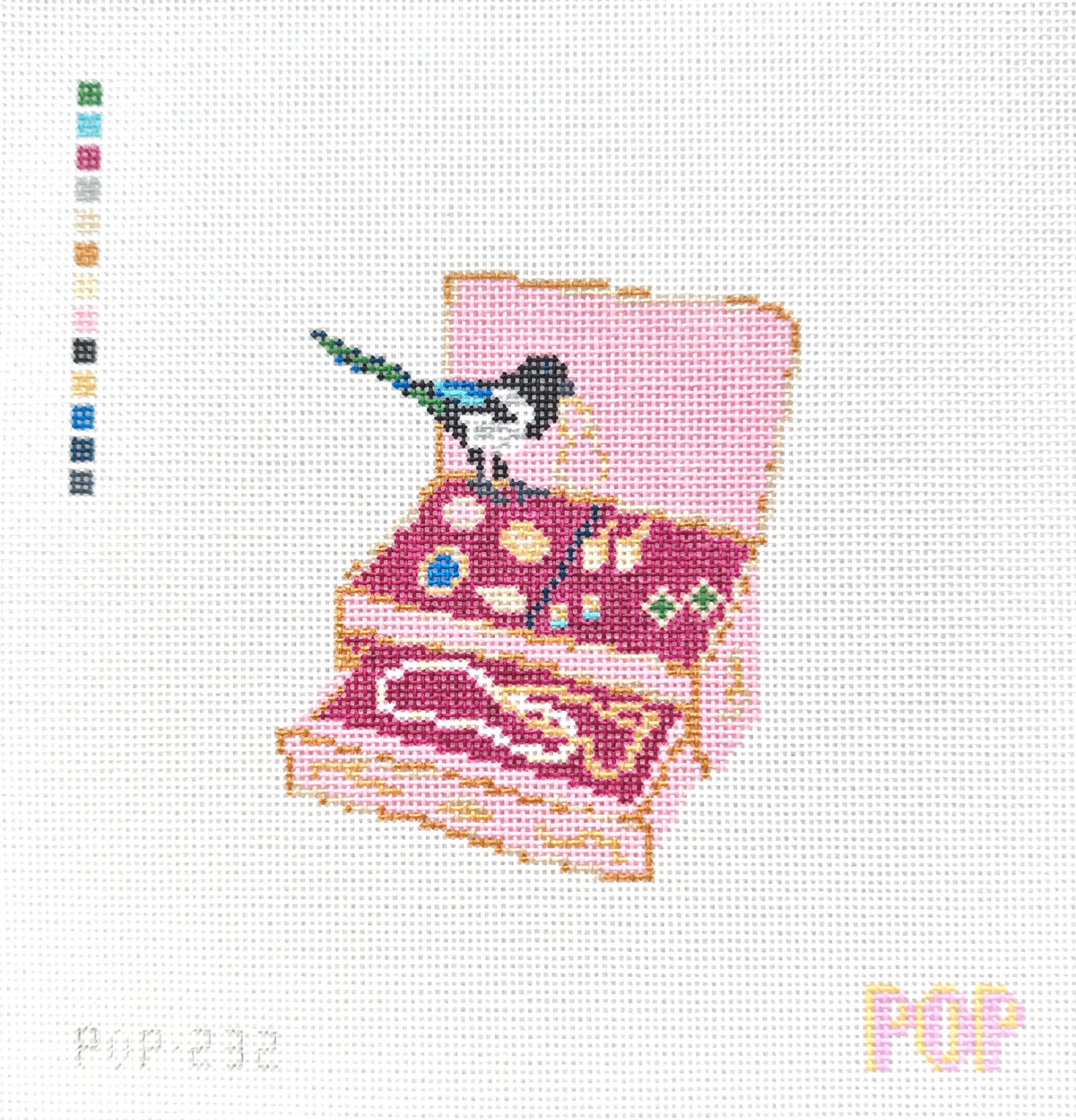 Magpie Jewelry Box Needlepoint Canvas by POP Needle Arts