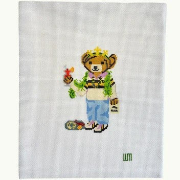 Mardi Gras Bear Needlepoint Canvas