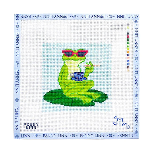 Tea Time Frog Needlepoint Canvas by Penny Linn x Marie & Maxwell (Pre-Order)