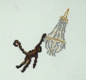 Monkey Chandelier Needlepoint Canvas by POP Needle Arts