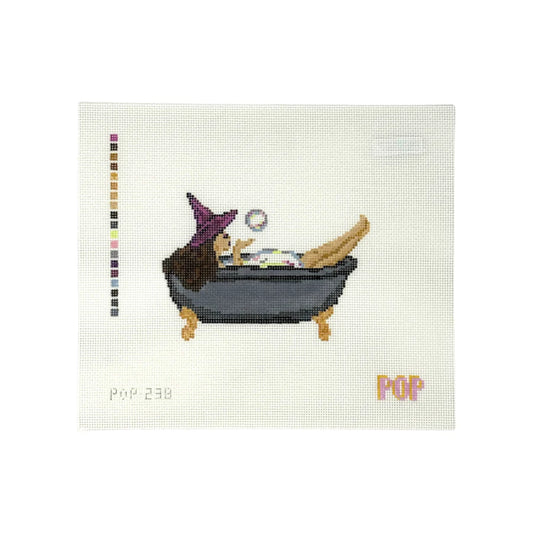POP-238 Witch Bubble Bath Needlepoint Canvas by Pop Needle Arts (Pre-Order)