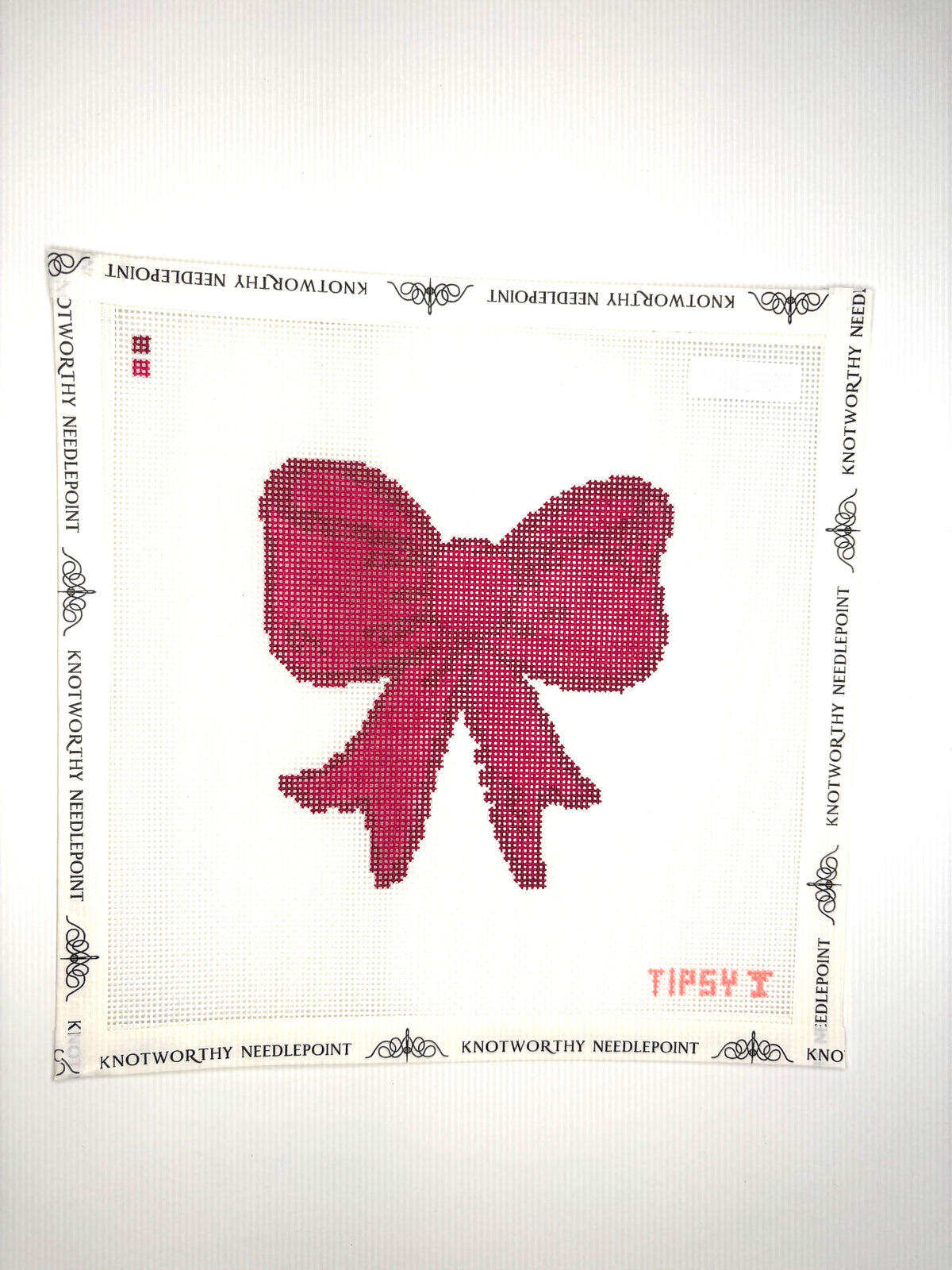 Pink Bow Needlepoint Canvas by Threaded & Tipsy on 18 mesh