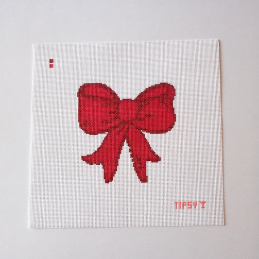 Pink Bow Needlepoint Canvas by Threaded & Tipsy on 18 mesh