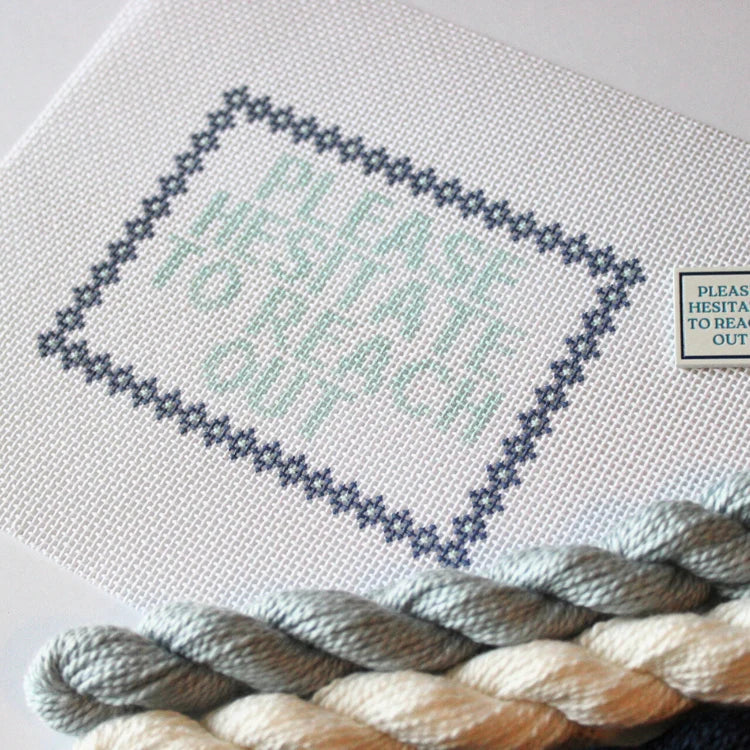 Please Hesitate to Reach Out Needlepoint Canvas – 13 Mesh | Threaded & Tipsy