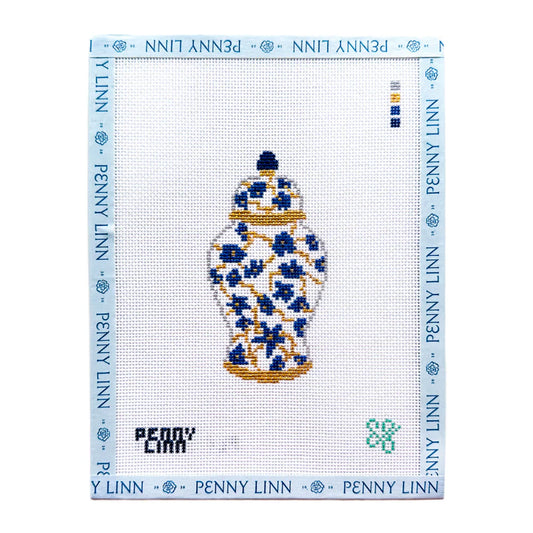 Blue Ginger Jar Needlepoint Canvas by Penny Linn x SG Designs (Pre-Order)