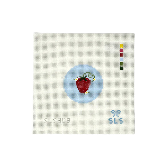 Strawberry on Blue Needlepoint Canvas by SLS Needlepoint (Pre-Order)