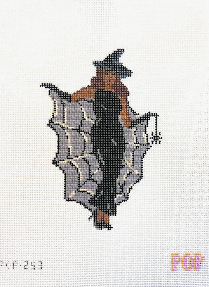 Spider Web Woman Needlepoint Canvas by POP Needle Arts