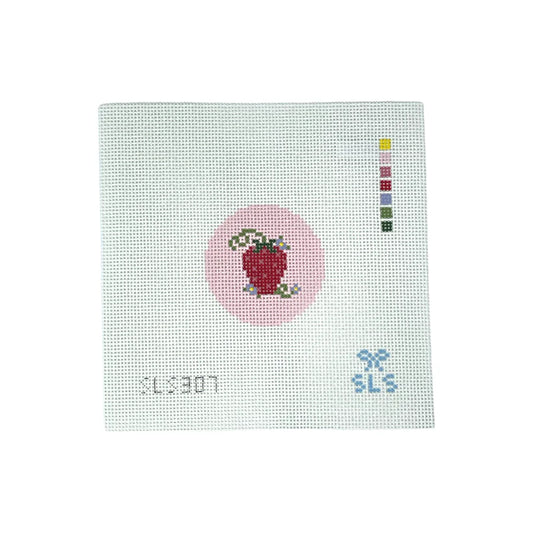 Strawberry on Pink Needlepoint Canvas by SLS Needlepoint (Pre-Order)
