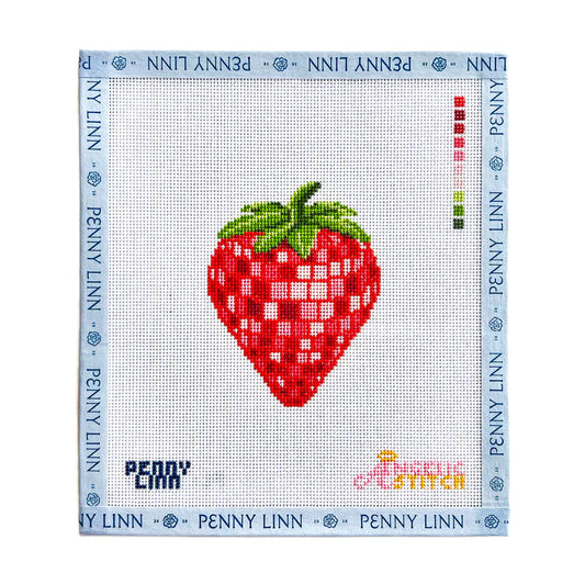 Disco Strawberry Needlepoint Canvas by Penny Linn x The Angelic Stitch (Pre-Order)