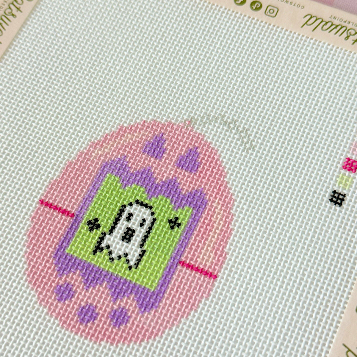 Halloween Ghost Tamagotchi Needlepoint Canvas