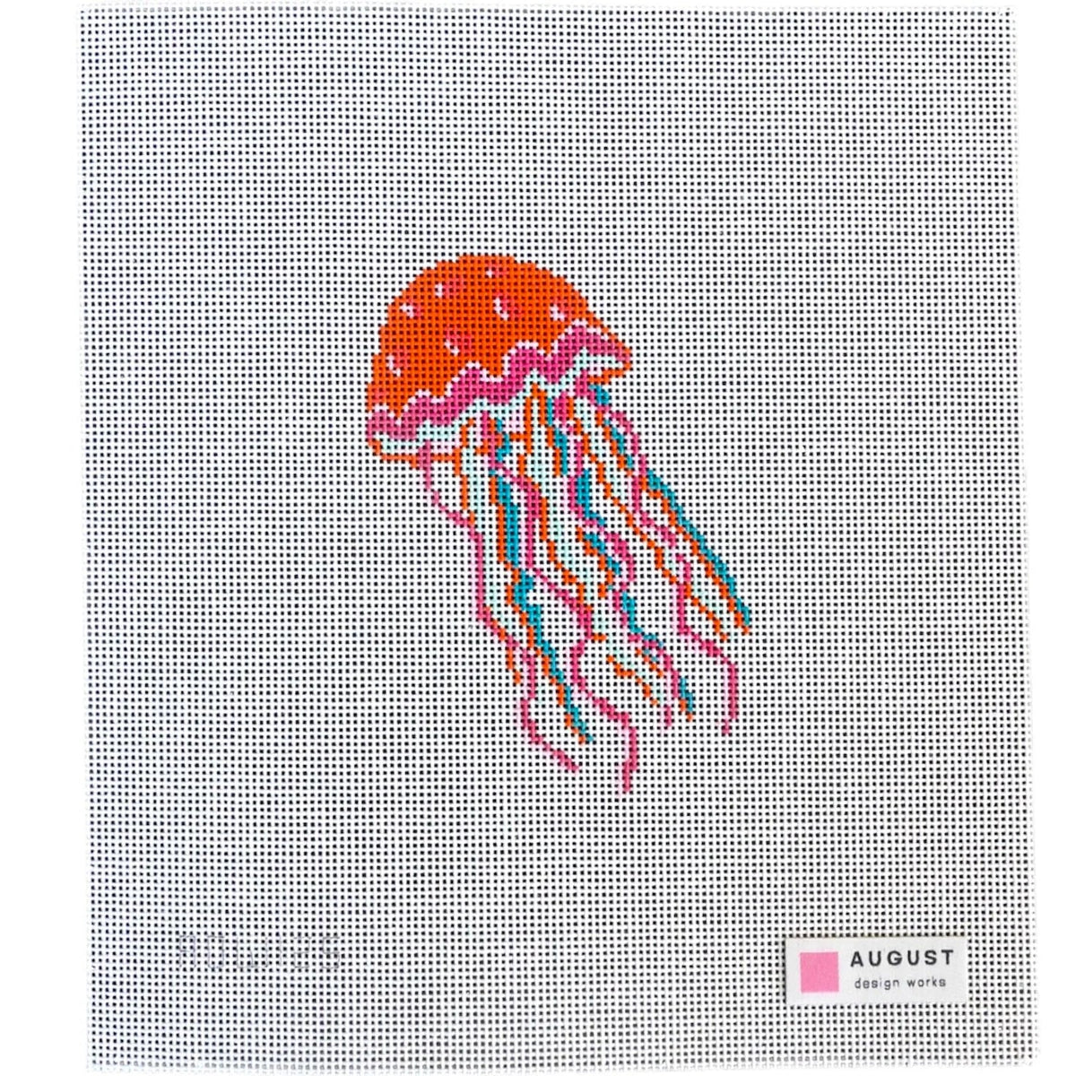 Jellyfish hand-painted needlepoint canvas by August Design Works