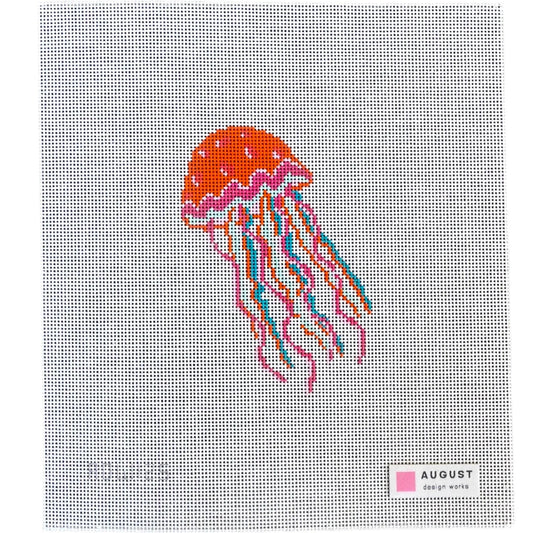 Jellyfish hand-painted needlepoint canvas by August Design Works