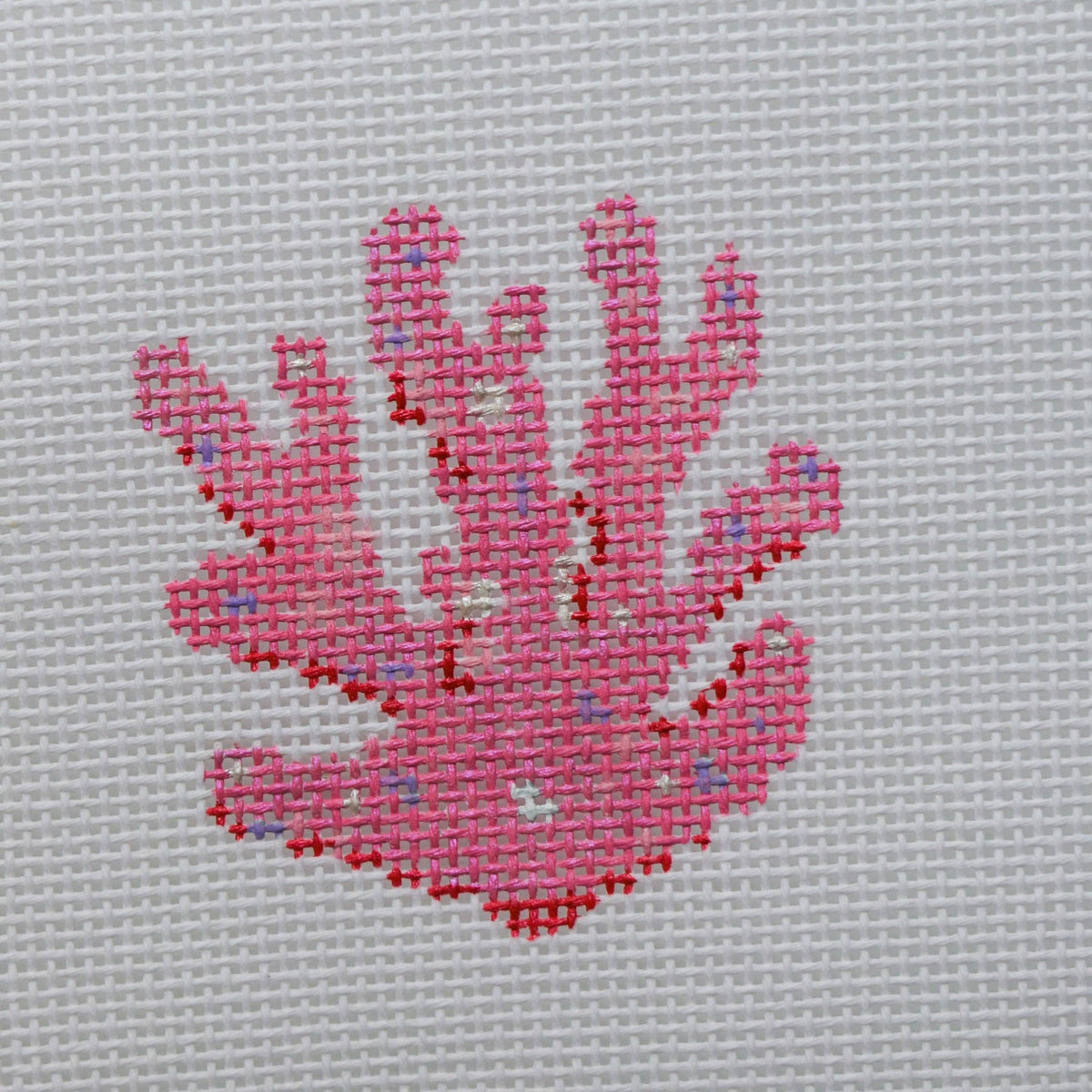 Glitter Coral Hand Painted Needlepoint Canvas detail view 2