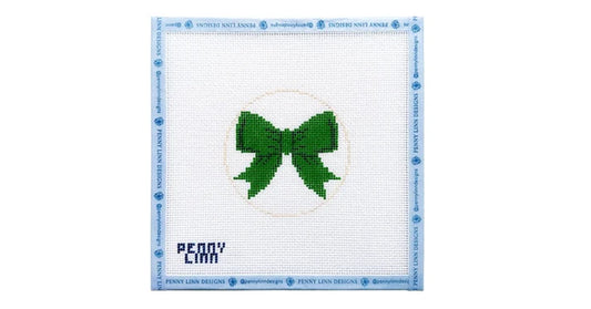 Beginner Bow Green Needlepoint Canvas – 13 Mesh | Penny Linn