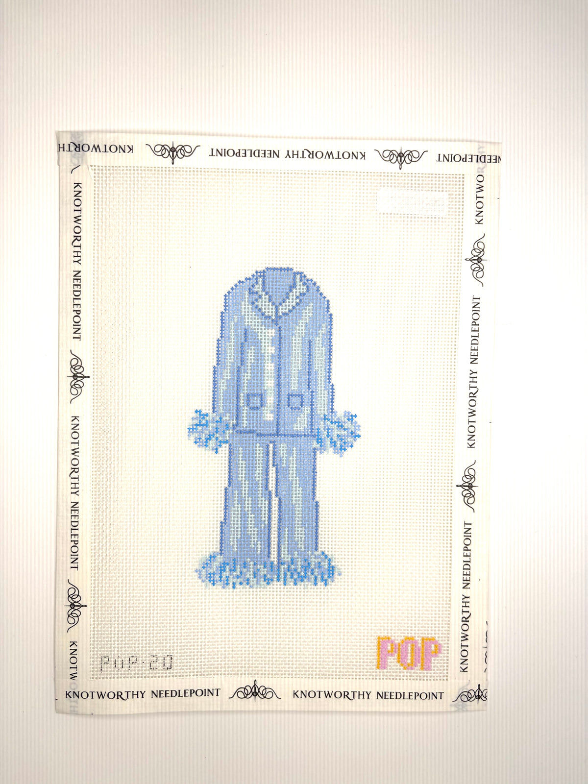 Blue Pajamas Needlepoint Canvas by POP Needlearts (POP-20) on 18 mesh
