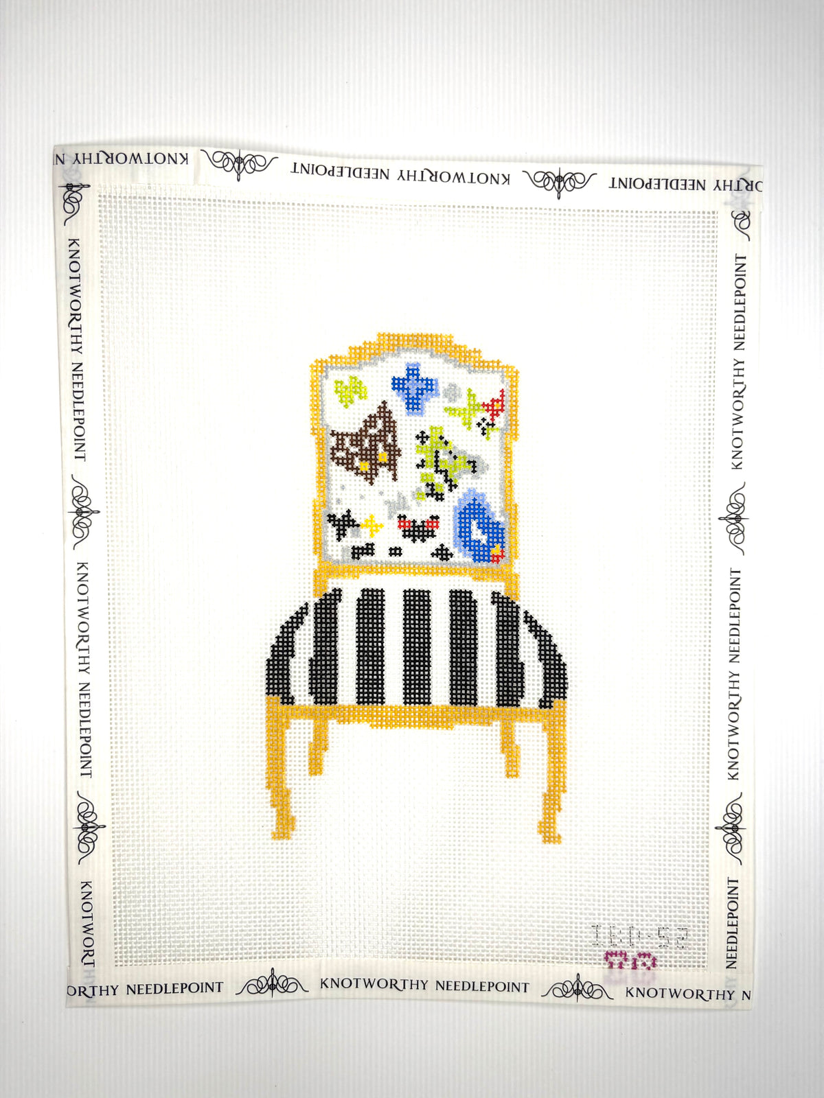 Butterfly Parade Chair Needlepoint Canvas IBD-52 by Independent Belle Designs on 18 mesh