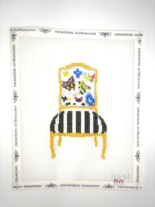Butterfly Parade Chair Needlepoint Canvas IBD-52 by Independent Belle Designs on 18 mesh