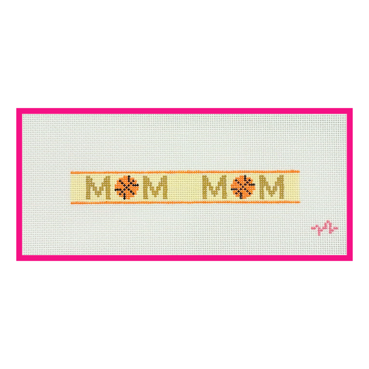 Basketball Mom hand-painted keyfob needlepoint canvas by Code Thread on 13 mesh