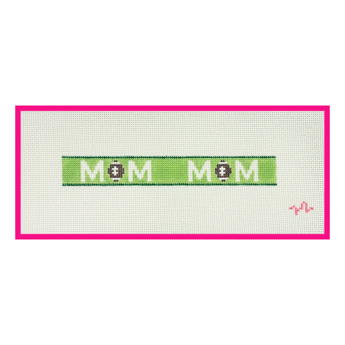 Football Mom hand-painted keyfob needlepoint canvas by Code Thread on 13 mesh