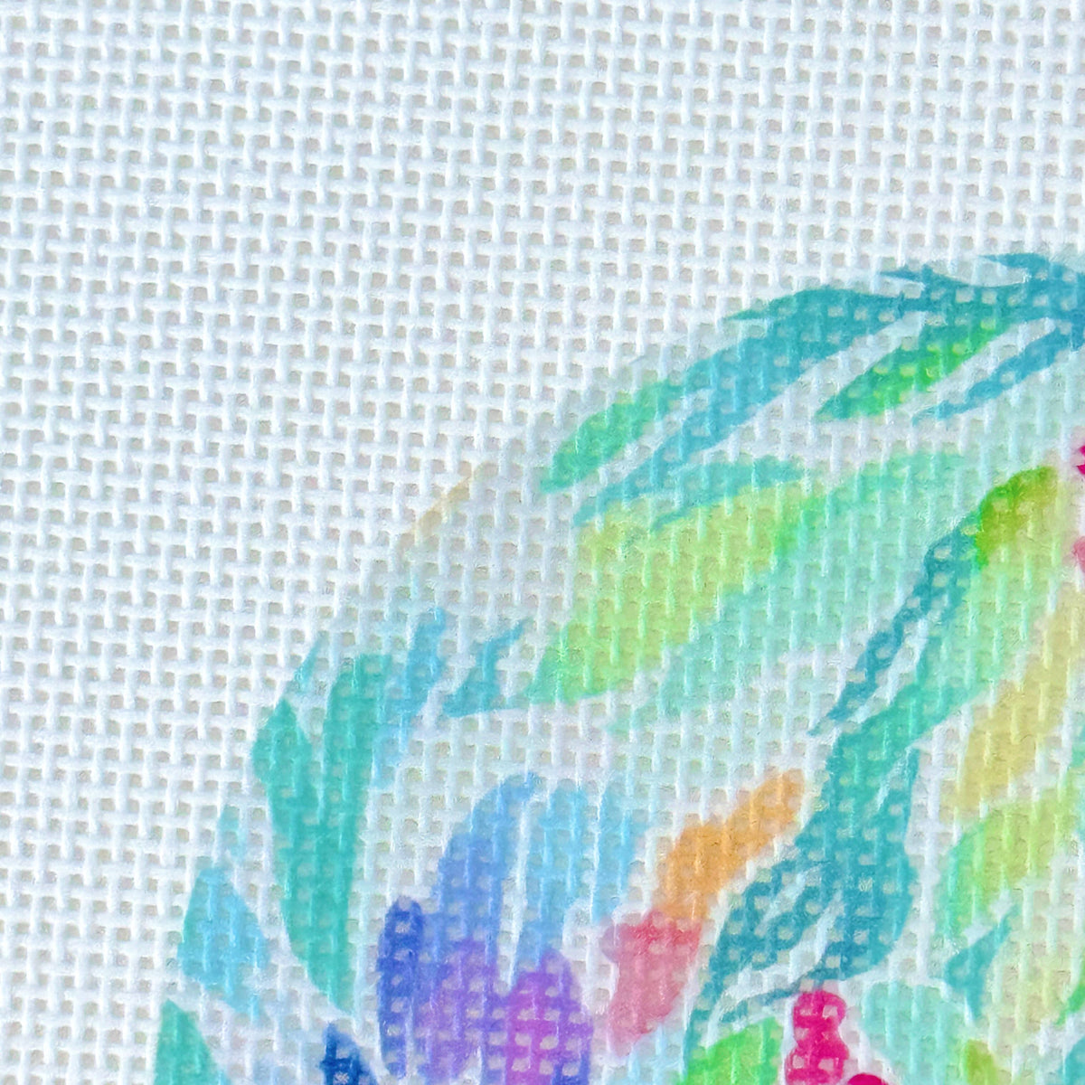 Floral Round Ornament needlepoint canvas by Cotswold Co Designs, colorful 4-inch round design