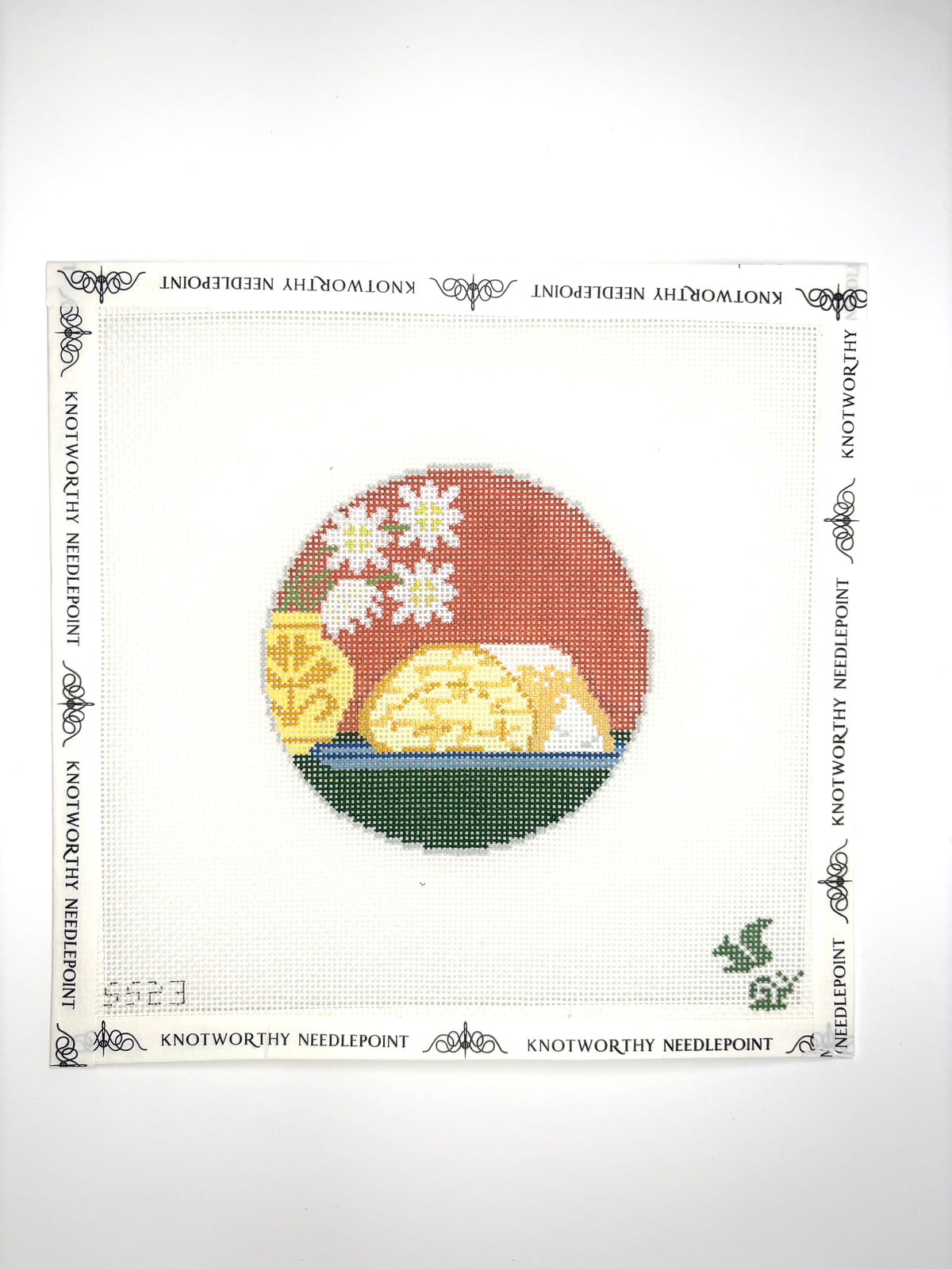 Crisp Apple Strudel 18 mesh needlepoint canvas by The Squirrel and The Snail from the My Favorite Things collection