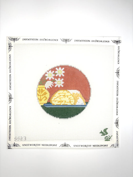Crisp Apple Strudel 18 mesh needlepoint canvas by The Squirrel and The Snail from the My Favorite Things collection