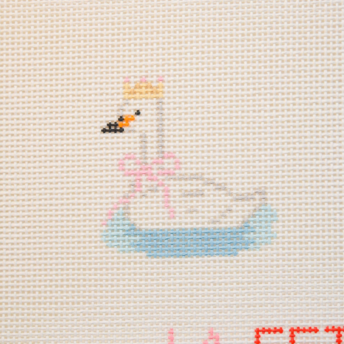 Party Animals Swan Hand Painted Needlepoint Canvas detail view 2
