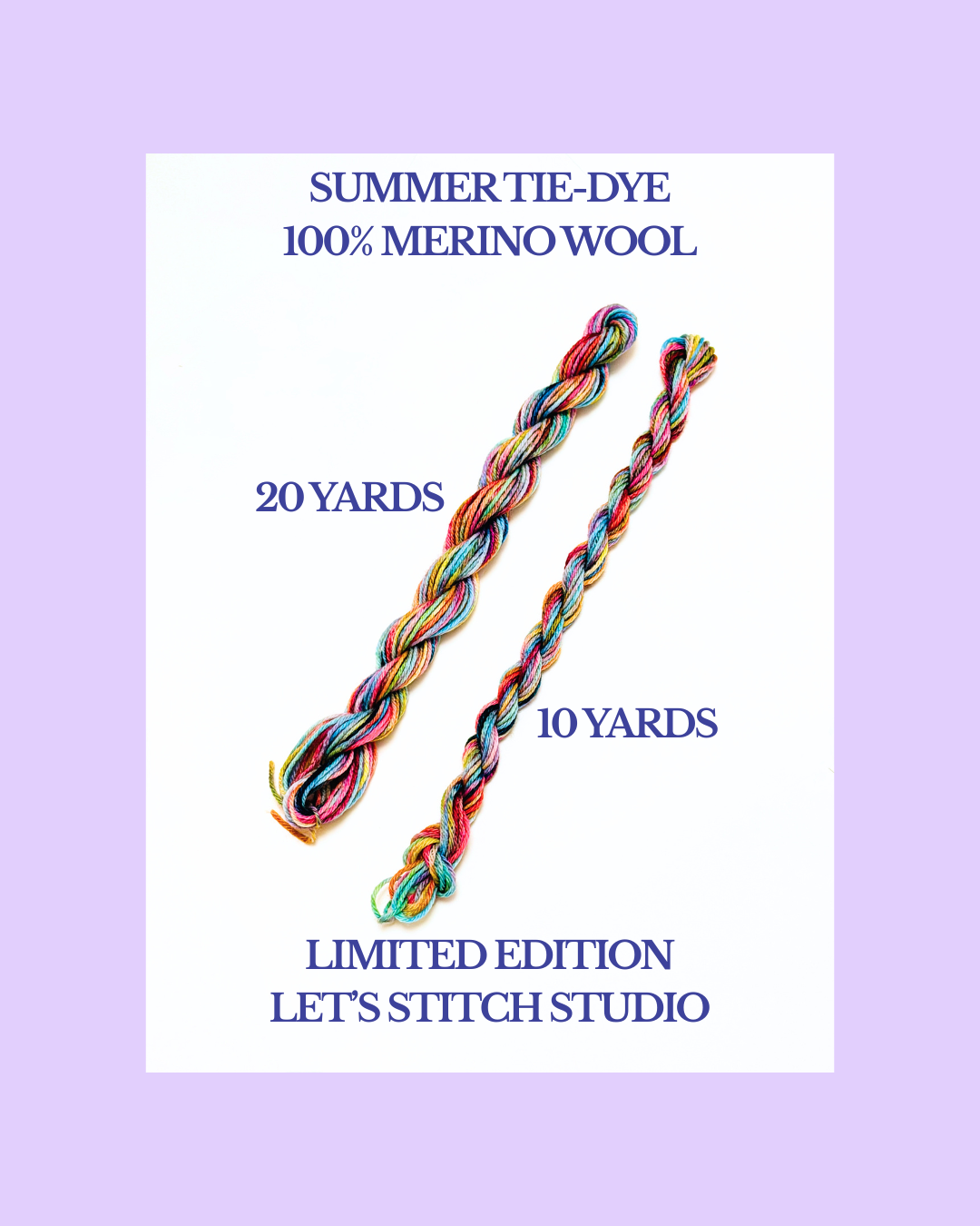 Hand-Dyed Merino Wool Thread | Made in Italy for Needlepoint: SUMMER TIE-DYE / 20 yard skeins