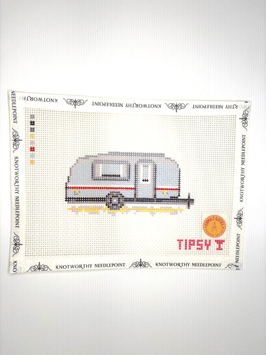 Emma’s Easel Air Stream stitch-printed 13 mesh camper needlepoint canvas 4.8 x 2.3 inches