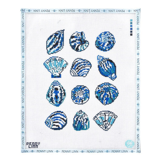 Evelyn Henson x Penny Linn Beach Shells hand-painted 13 mesh needlepoint canvas