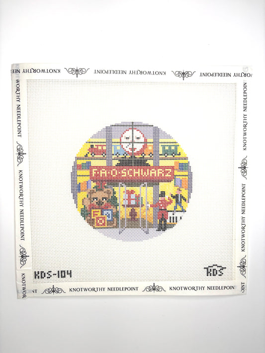 FAO Schwarz Round Needlepoint Canvas KDS-104 by Kirkland Design Studio on 18 mesh
