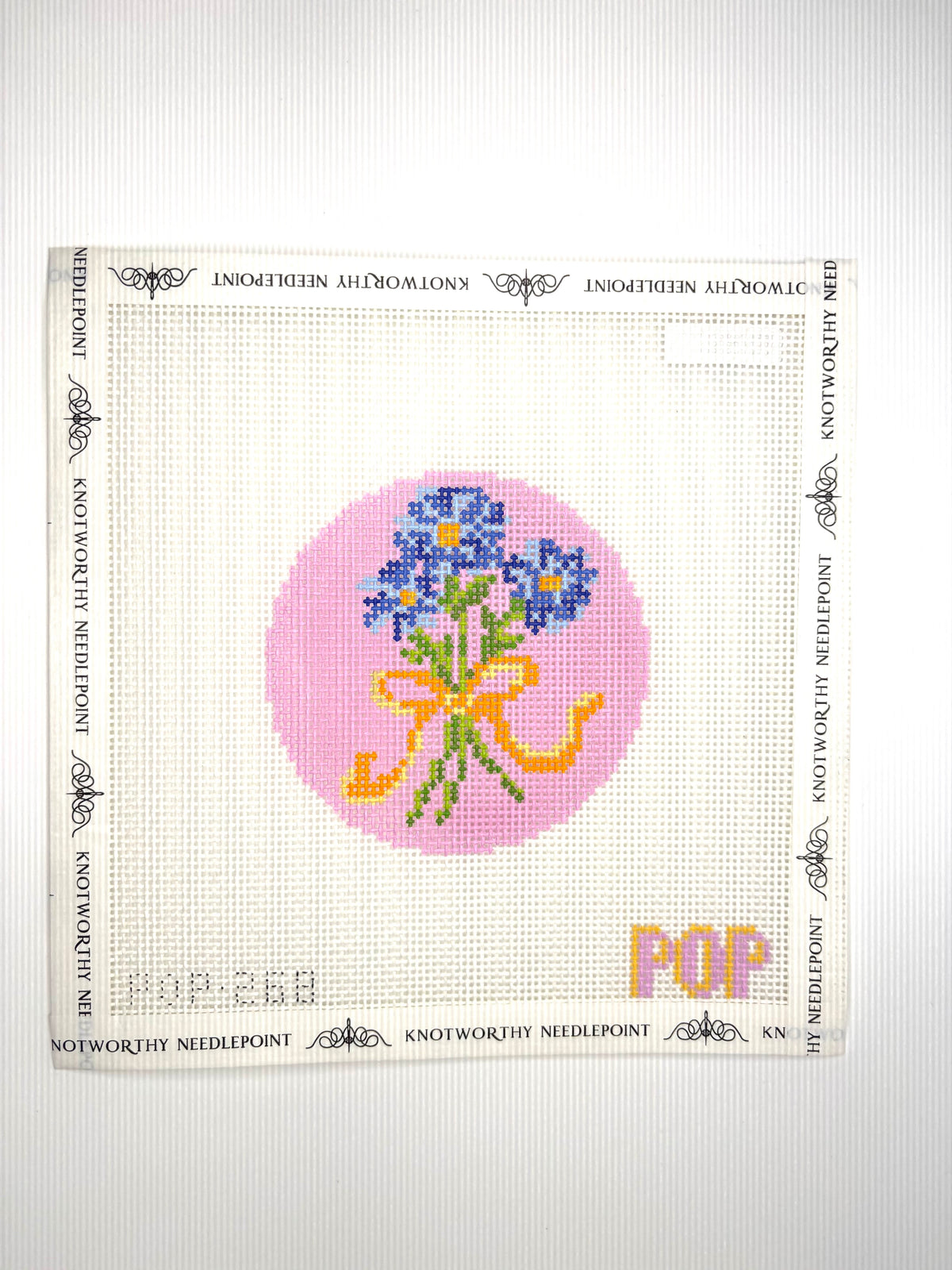 Floral Bouquet Round 1 Pink Needlepoint Canvas by POP Needlearts on 13 mesh
