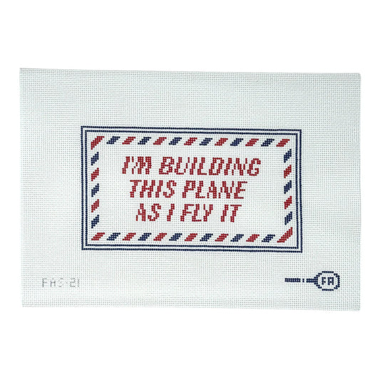 Frances Abel Studio I'm Building This Plane as I Fly It 13 mesh needlepoint canvas