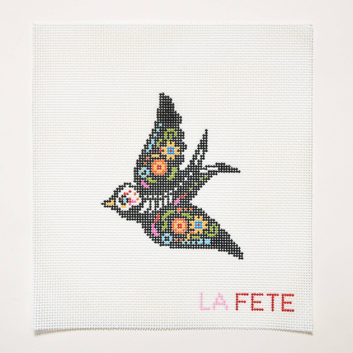 La Fete Día de los Muertos Bird hand-painted 13 mesh needlepoint canvas