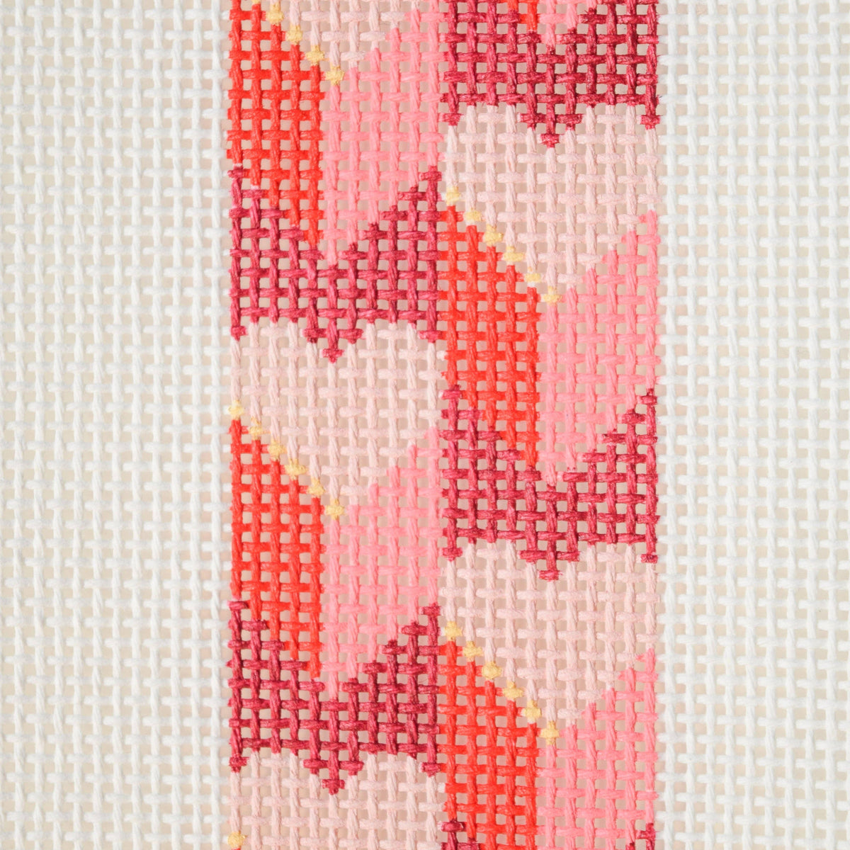 Expanding Hearts key fob needlepoint canvas by La Fete Needlepoint, 13 mesh hand-painted design
