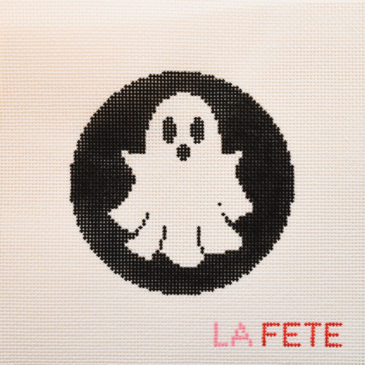 La Fete Ghost Halloween Round hand-painted 13 mesh needlepoint canvas