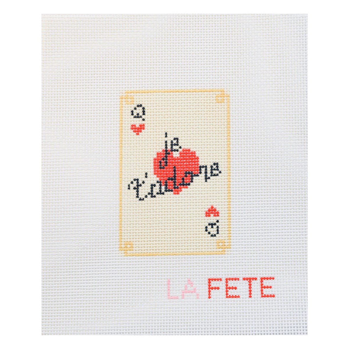 La Fete Needlepoint Le T’adore Card hand-painted 13 mesh needlepoint canvas