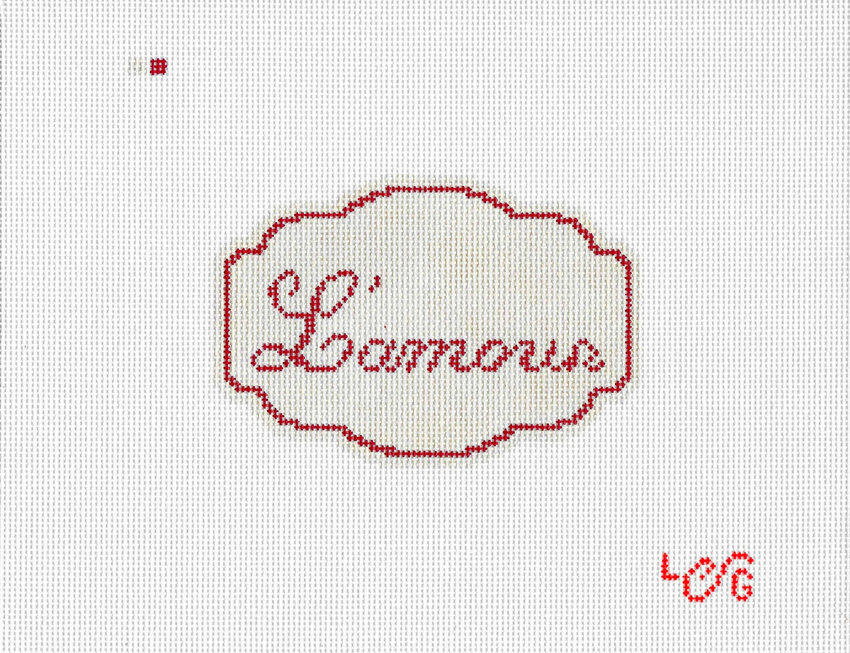 Le Grande Stitchery LGS008 L’amour hand-painted 18 mesh needlepoint canvas