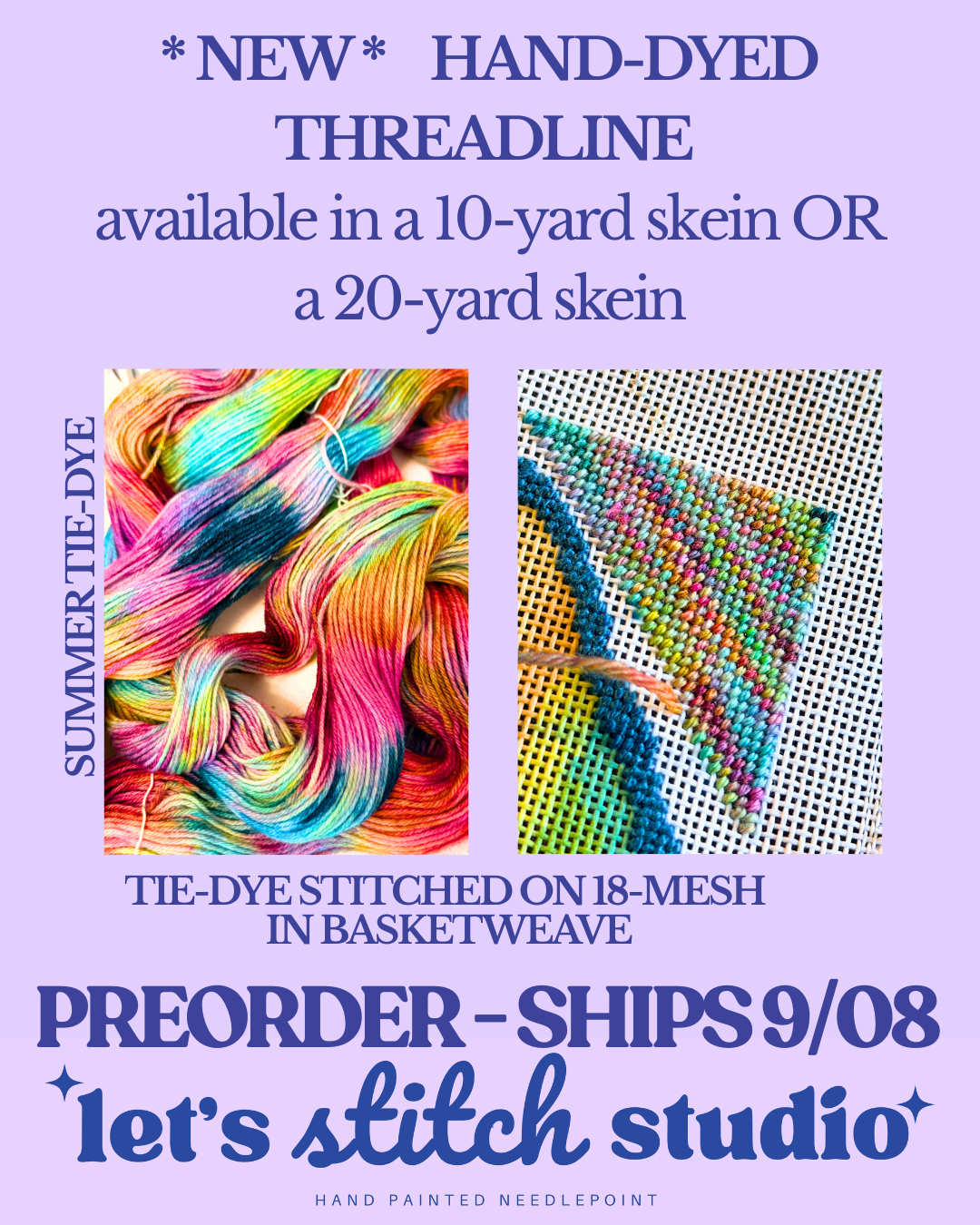 Lets Stitch Studio Summer Tie-Dye hand-dyed merino wool needlepoint thread product image 5
