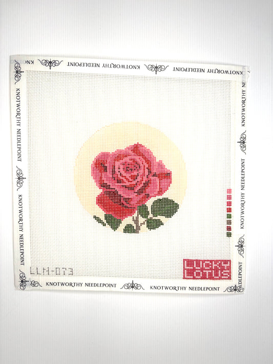 Lucky Lotus New York Rose Flowers of America 4 inch round 18 mesh needlepoint canvas