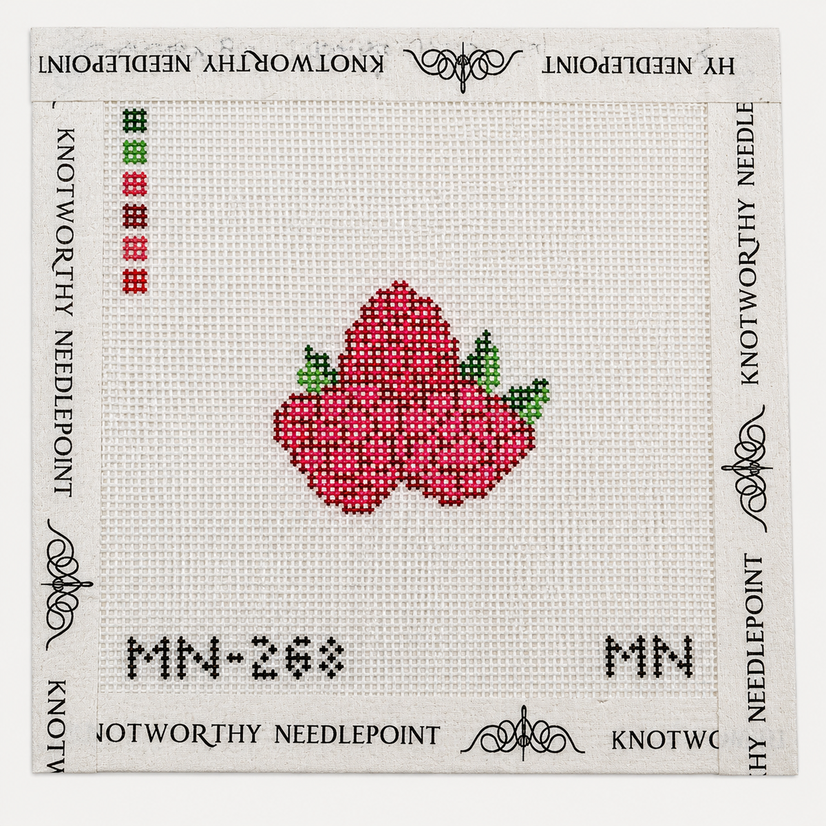 Magnolia Needlepoint Raspberry Mini stitch-printed 18 mesh needlepoint canvas