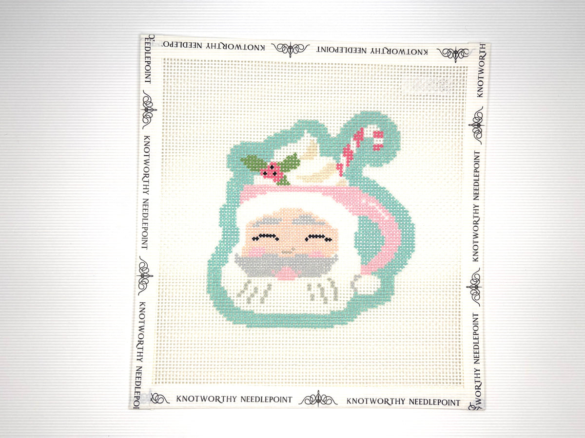 MercyBird Santa Mug hand-painted 13 mesh Christmas needlepoint canvas