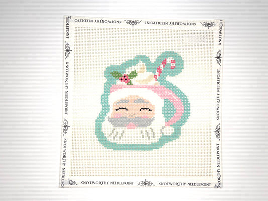 MercyBird Santa Mug hand-painted 13 mesh Christmas needlepoint canvas