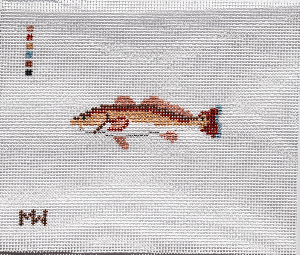 Merritt Walker Redfish mini 18 mesh coastal fish needlepoint canvas