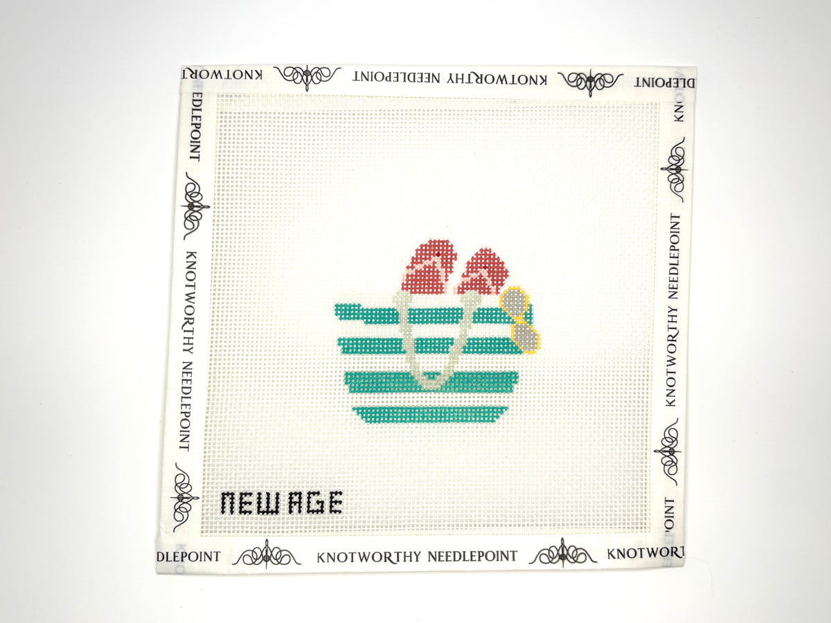 New Age Needlepoint Beach Tote hand-painted 18 mesh needlepoint canvas