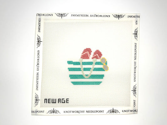 New Age Needlepoint Beach Tote hand-painted 18 mesh needlepoint canvas