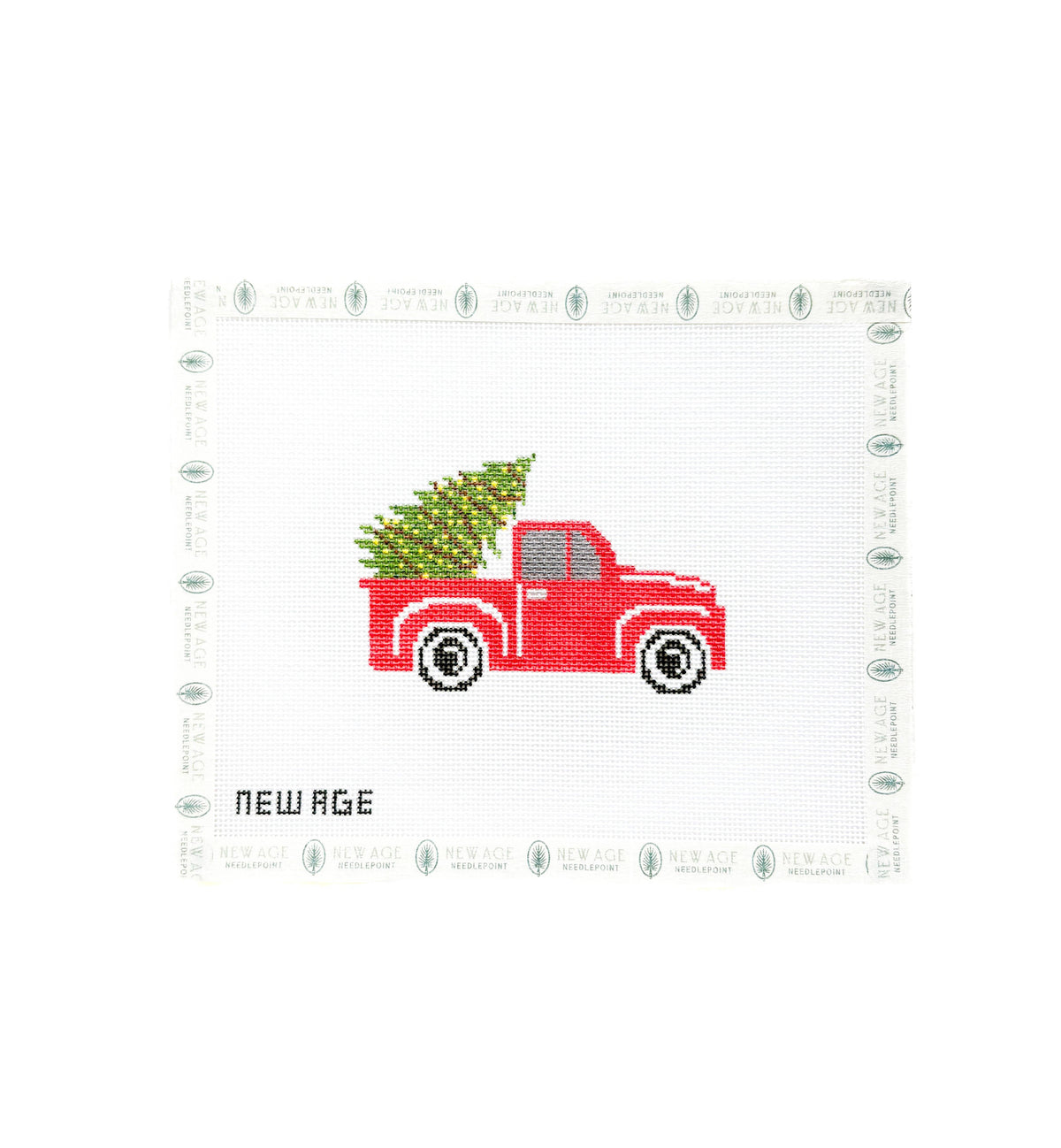 New Age Needlepoint Christmas Truck hand-painted 18 mesh needlepoint canvas