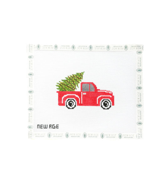 New Age Needlepoint Christmas Truck hand-painted 18 mesh needlepoint canvas